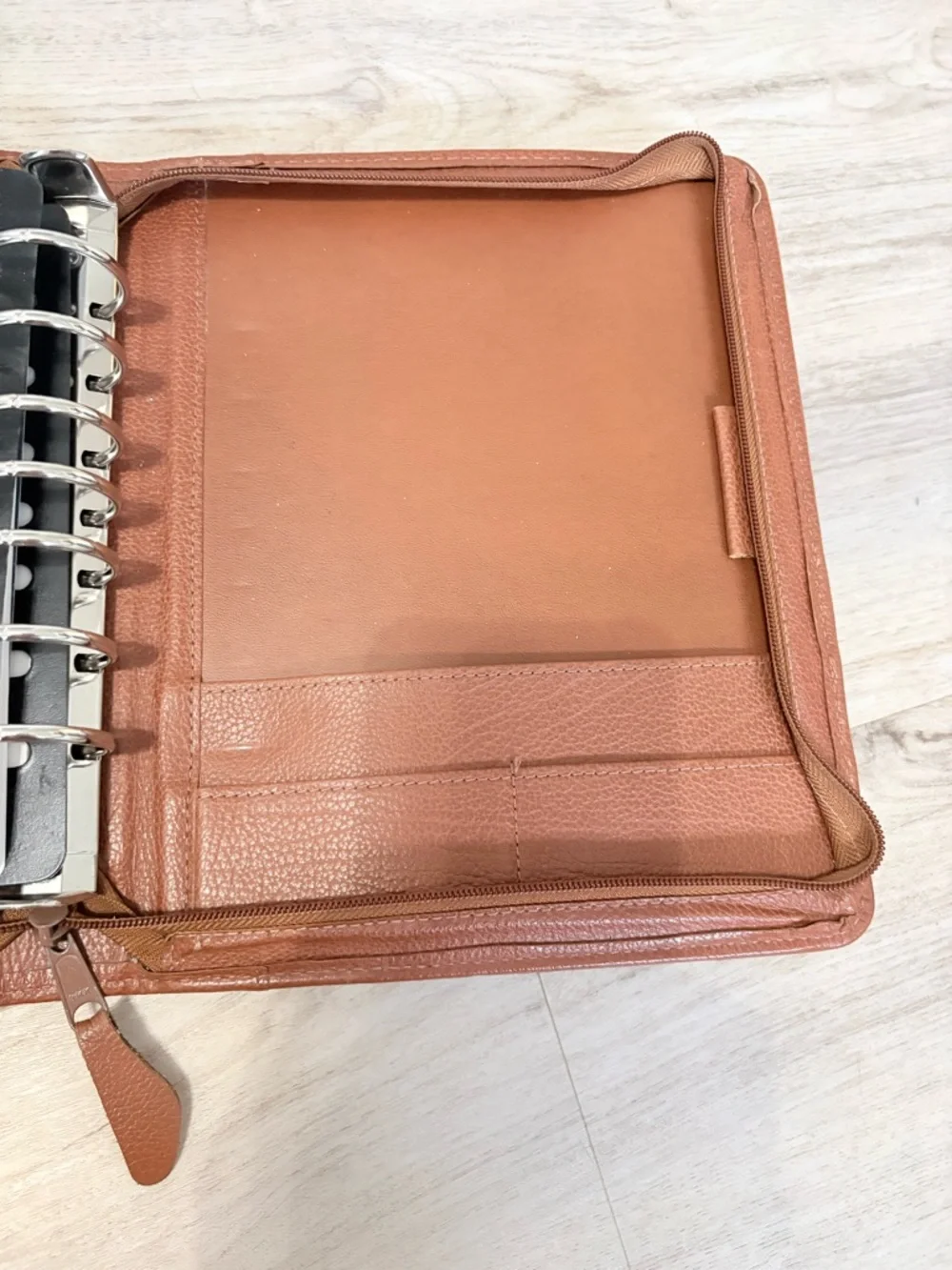 Franklin Covey Zip Around Vintage Binder Cognac Brown Monticello Satellite